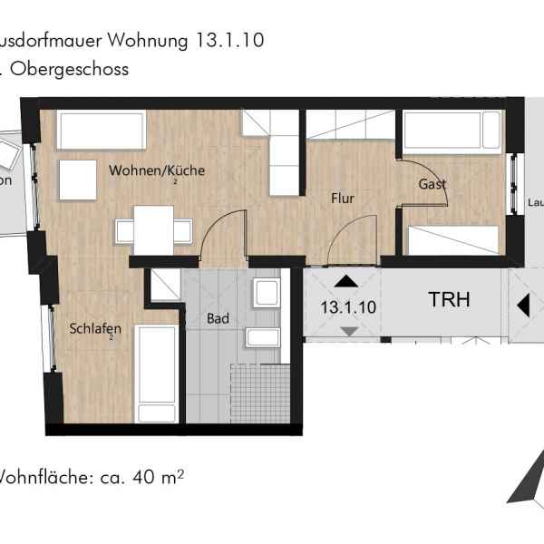 Grundriss der Wohnung 13.1.10 in der Busforfmauer