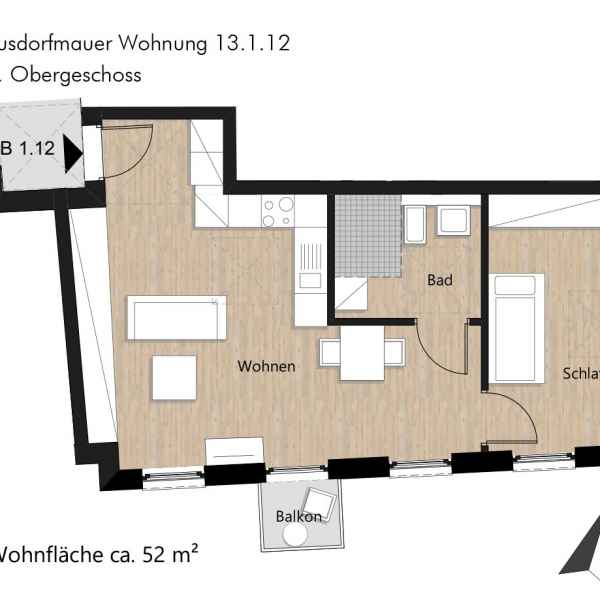 Grundriss der Wohnung 13.1.12 in der Busforfmauer