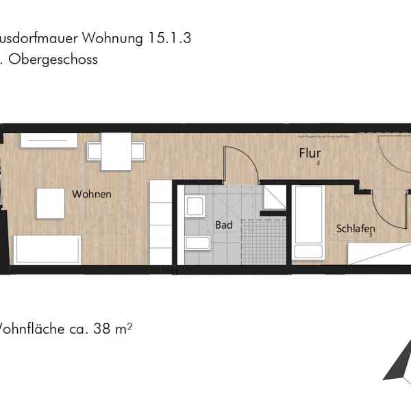 Grundriss der Wohnung 15.1.3 in der Busforfmauer