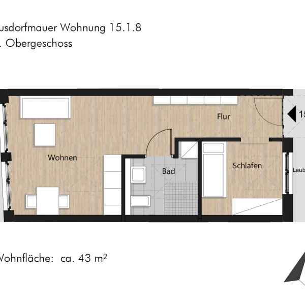 Grundriss der Wohnung 15.1.8 in der Busforfmauer