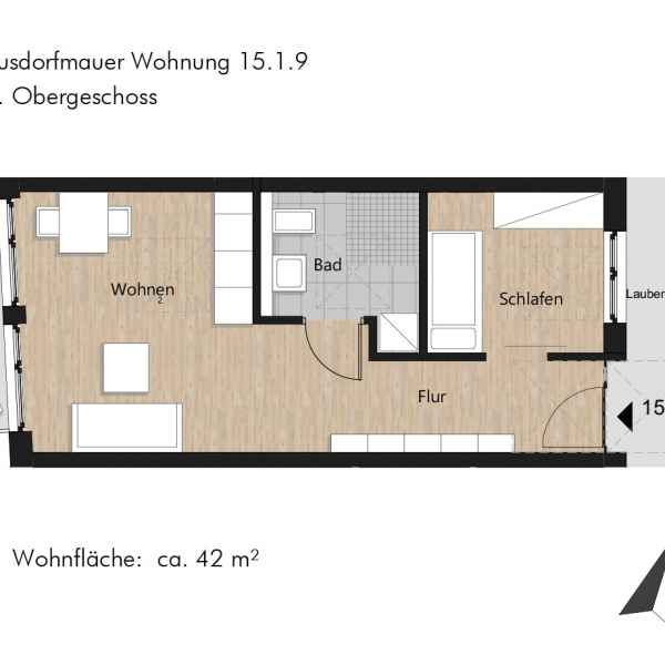 Grundriss der Wohnung 15.1.9 in der Busforfmauer