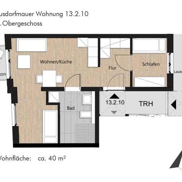 Grundriss der Wohnung 13.2.10 in der Busforfmauer