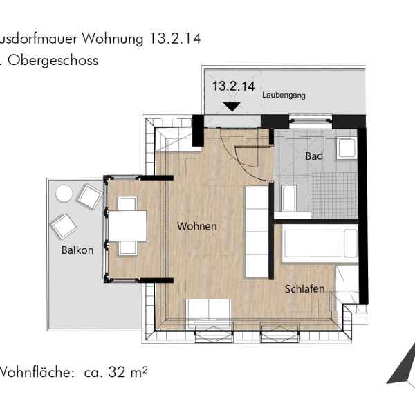 Grundriss der Wohnung 13.2.14 in der Busforfmauer