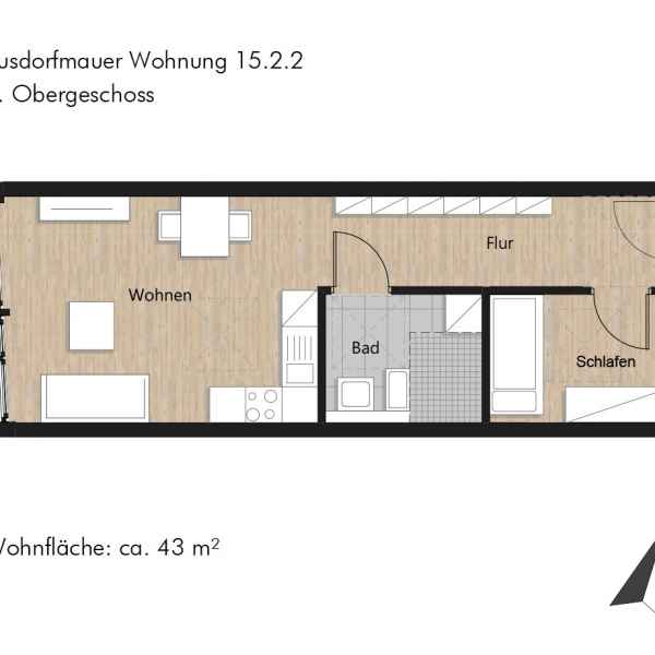 Grundriss der Wohnung 15.2.2 in der Busforfmauer