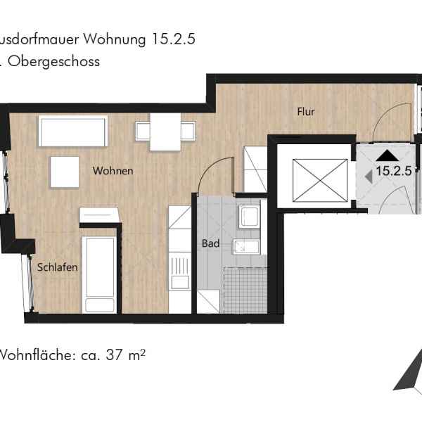 Grundriss der Wohnung 15.2.5 in der Busforfmauer