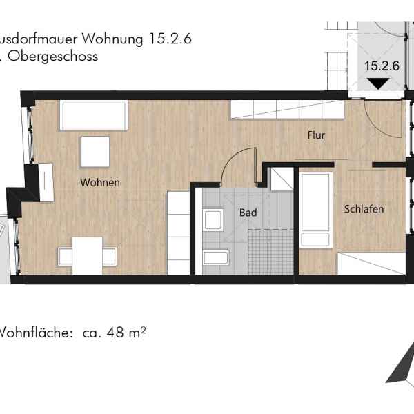 Grundriss der Wohnung 15.2.6 in der Busforfmauer