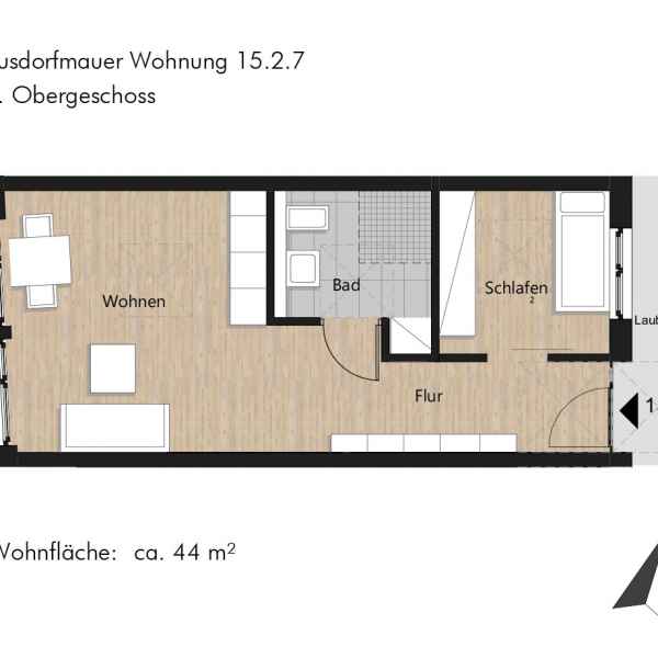 Grundriss der Wohnung 15.2.7 in der Busforfmauer