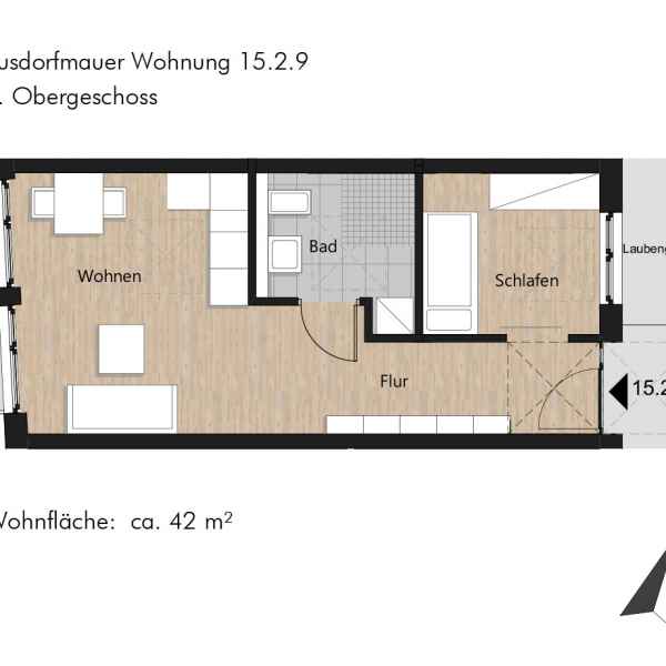 Grundriss der Wohnung 15.2.9 in der Busforfmauer